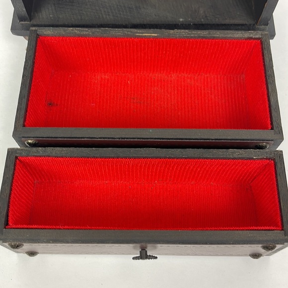 Vtg Musical Footed Wood Jewelry Box 2 Drawers Made in Japan SEE VIDEO WORKS - Picture 15 of 16